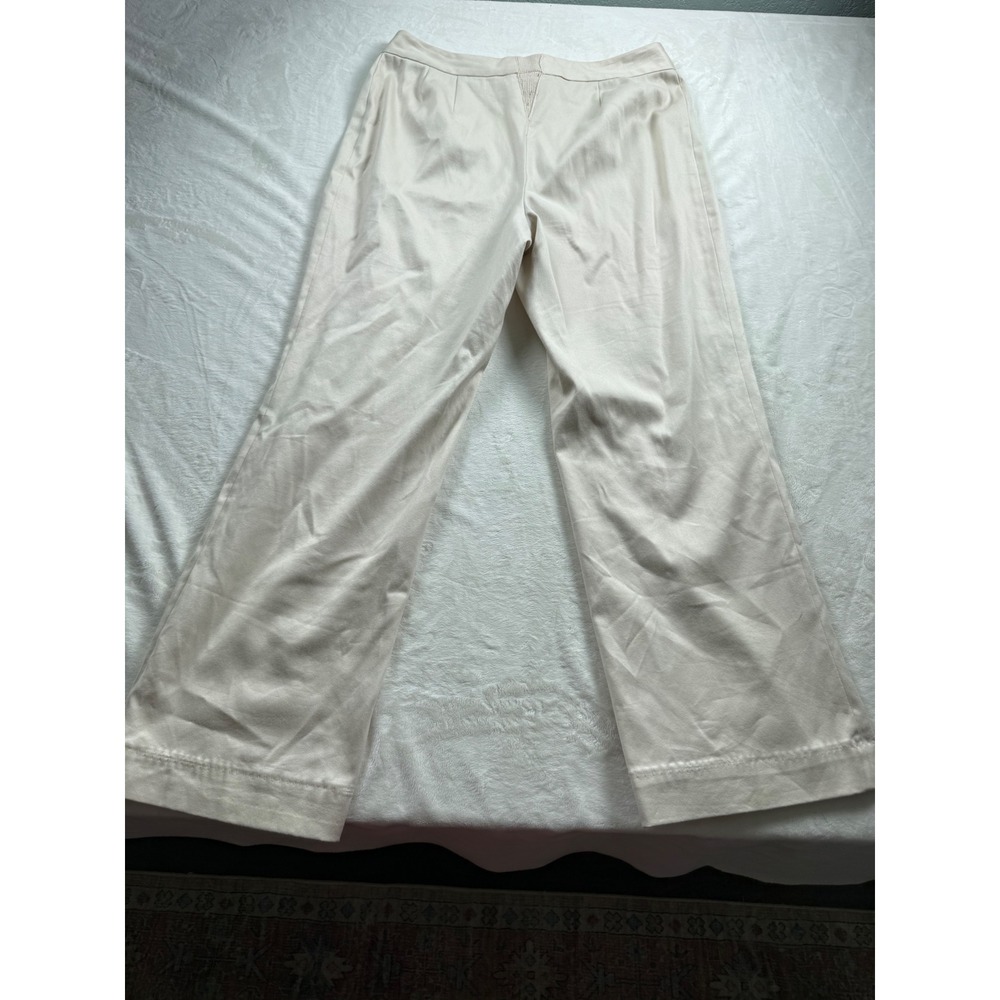 St. John Sport Beige Wide Leg Trousers High Rise Altered Khaki Pants Womens 10 - Picture 4 of 10